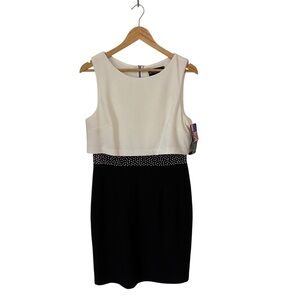 Betsy & Adam NWT Black And White Shear Jewel Formal a Cocktail Dress Size 12